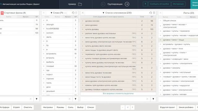 Группировка фраз для контекстной рекламы
