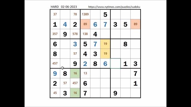 NYT HARD SUDOKU  02/06/2023