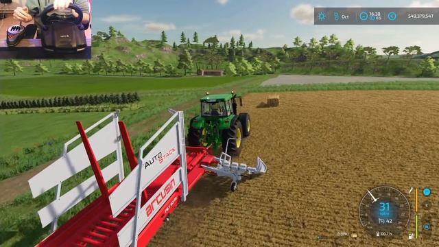 Steering Wheel & Gearshift Gameplay | Collecting Bales & Loading Canola (Farming Simulator 22)