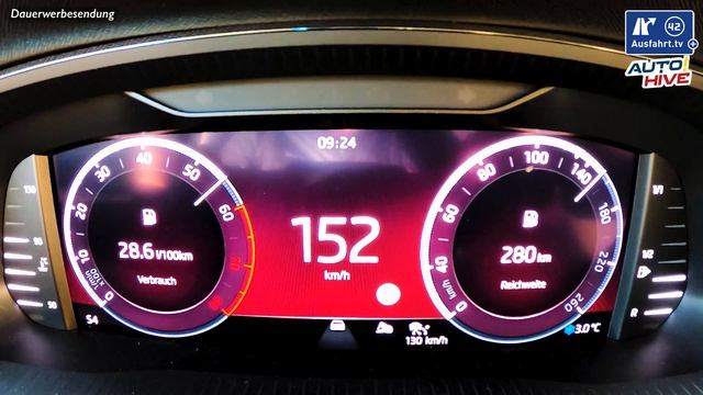 Tachovideo Skoda Octavia Combi 1.5 TSI E-TEC 0-100 Kmh Kph 0-60 Mph Beschleunigung Acceleration