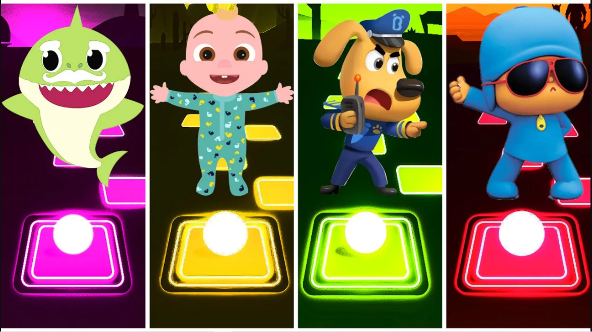 Baby Shark ? Cocomelon ? Sheriff Labrador ? Pocoyo. Кто победит? Coffin Dance EDM Rush Tiles Hop