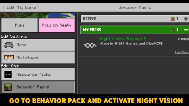 Download Night Vision Addon For Minecraft PE/Java [1.19/1.18]
