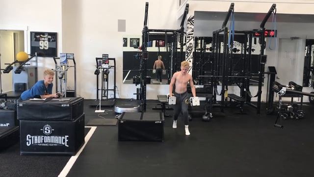 Lateral Box Step Up W/ Curl To Press