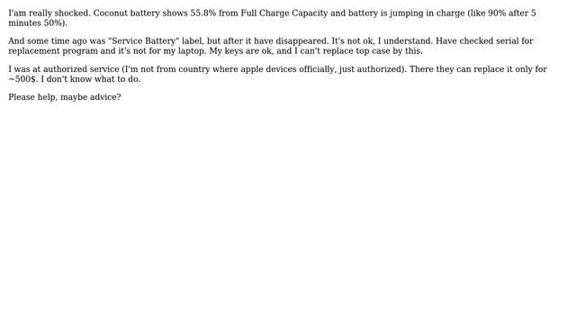 Apple: MacBook Pro 13'' 2017 (A1708) After Year Of Use Showing 50% Capacity