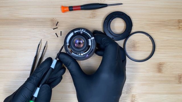 How To Declick Auto Chinon 28mm F2.8 Orange M42 Mount Lens  DIY Cinemod Tutorial