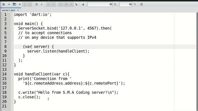 2 المستوى الاول Dart Socket شرح Simple TCP Server
