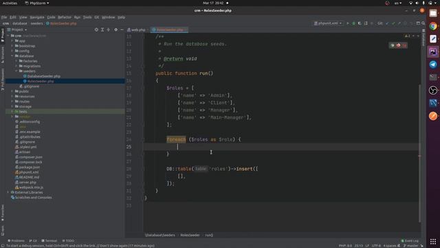 Laravel&Vue CRM.7: Начальные данные приложения (Seeds)