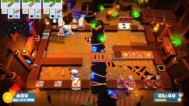 Overcooked 2!  2-5  - 4 Stars World Record! -  1 Player - Score: 1384