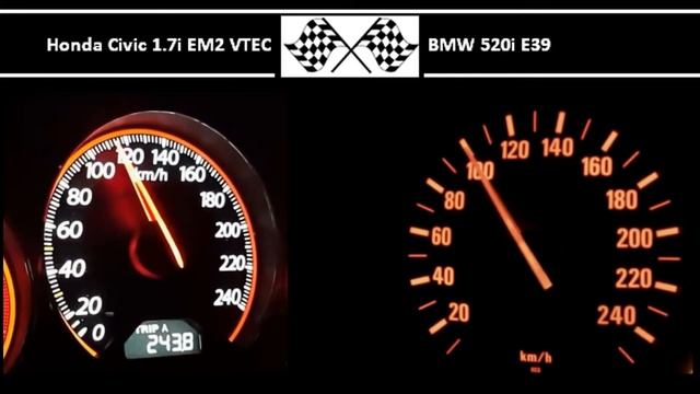 Honda Civic 1.7i EM2 VTEC VS. BMW 520i E39 - Acceleration 0-100km/h