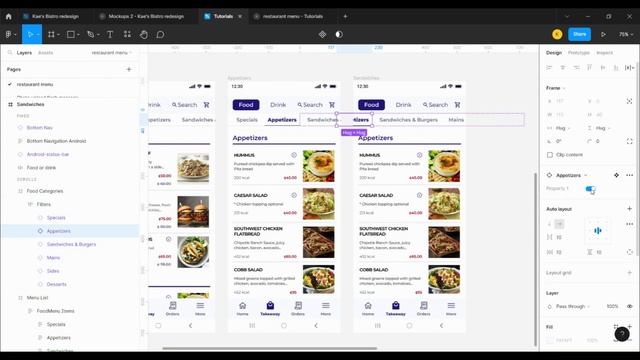 Food Delivery App (menu) Tab Bar Animation | Figma Tutorial