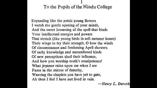 Sonnet To The Pupils Of Hindu College Derozio