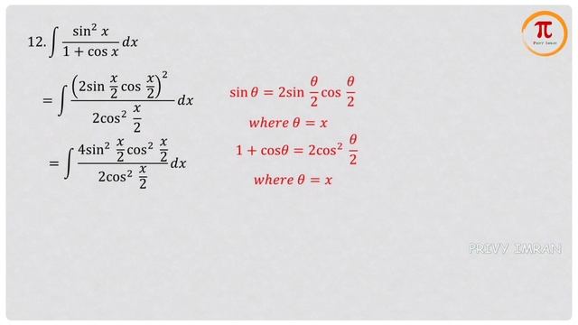 Integral (sin^2 X)/(1+cos X) Dx