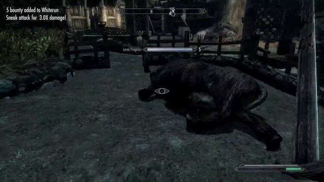 Skyrim Player Kills Cow In Whiterun With An Iron Sword That Does 14 Points Of Burning Damage