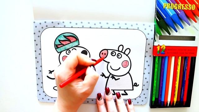 Свинка Пеппа и щенок Денни играют вместе расскрашиваем раскраски для детей свинка пеппа