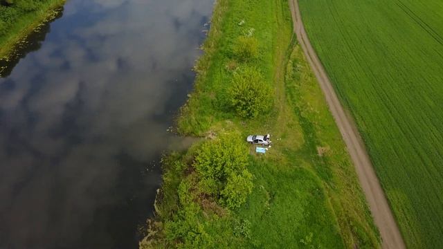 Устье Воронежская область 8 июня 17  Козы  Река Дон  Мост понтонный с дрона