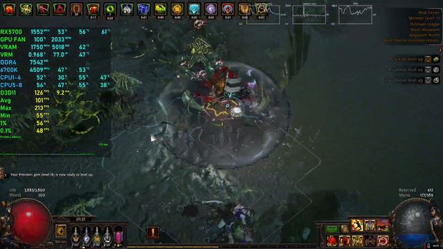 Path Of Exile - RX5700 + I7-6700k Mapping FPS Test 1080p