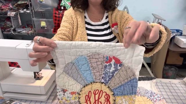 Quilted Christmas Stocking Made From Vintage Quilt.