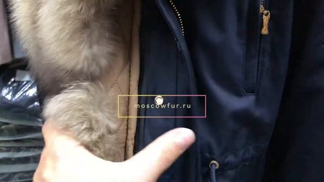 Парка с мехом песца, черного цвета