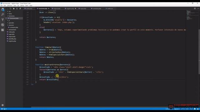 Sistema De Registro Y Login Con PHP Y MySQL - 21/41 - Funcion De Errores