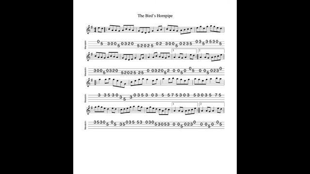The Bird's Hornpipe - In A Dorian.  Tabbed For Mandolin And Played By Aidan Crossey