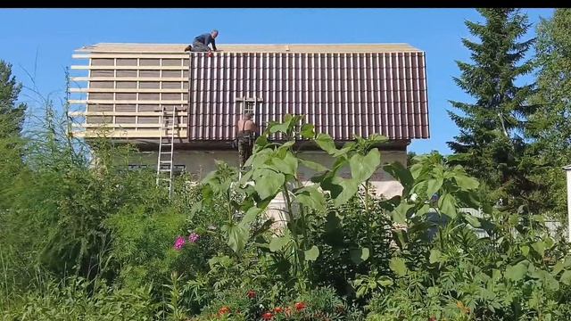 Мансардная кровля из металлочерепицы 120м2