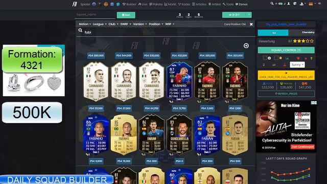FIFA 19 SQUAD BUILDER 100K 150K 450K 500K 750K 1M 3.6M SQUAD BUILDER FUT CHAMPIONS FIFA 19