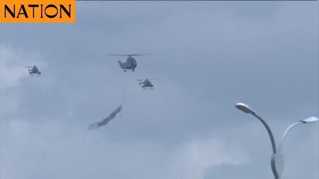 Kenya Air Force Aircrafts Perform A Fly-past Over Nyayo National Stadium During Jamhuri Day Fete
