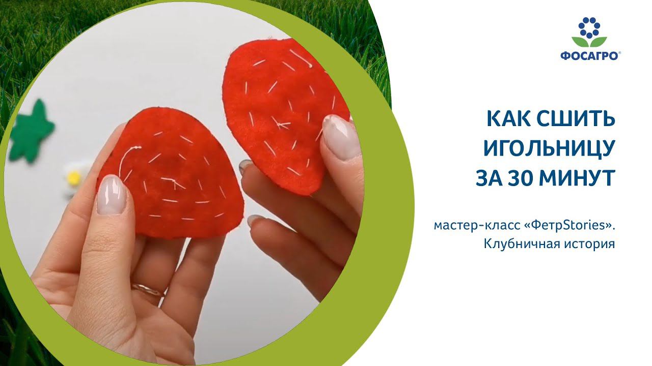 Как сшить игольницу из фетра за 30 минут. Мастер-класс ФетрStories. Клубничная история