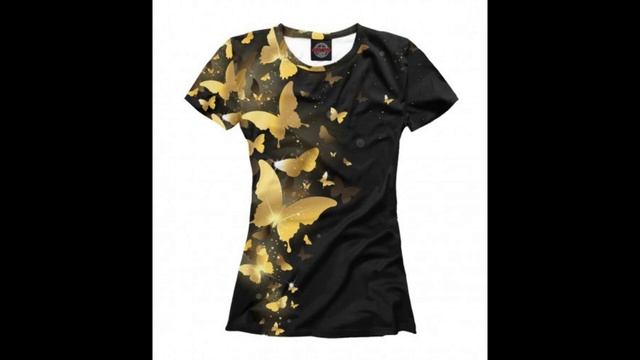 Бабочки золотые Женская футболка с полной запечаткой рисунка