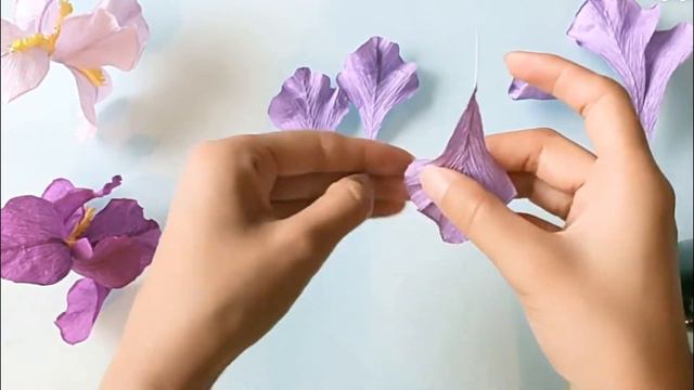 How To Make Iris Flower From Crepe Paper | HANA Paper Flower | DIY Craft Tutorial