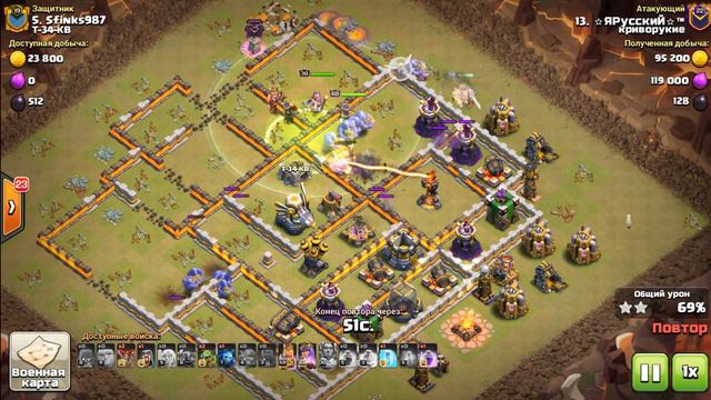 КЛАН КРИВОРУКИЕ:15 АТАК НА ТХ12 ЗА ОДНУ МИНУТУ ПРОТИВ Т-34-КВ В CLASH OF CLANS