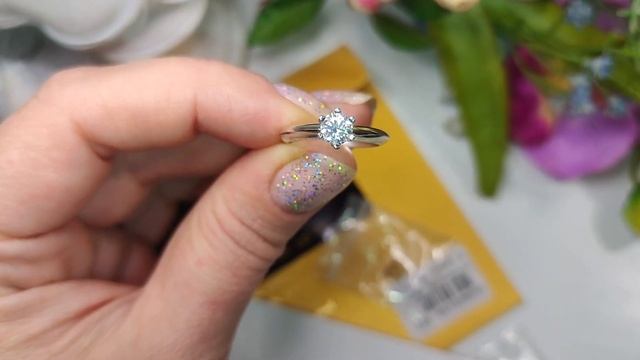 Кольцо с муассанитом 05 ct D VVS1 5 mm 925au750 номерной. Тестирование. В наличии 165 разм.