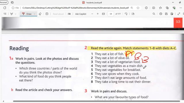 A2 Level- Elementary Cutting Edge- Unit 6 Reading And Grammar Focus- Healthy Diets- How Much/many