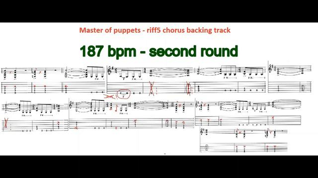 Metallica - Master Of Puppets Practice Backing Track: Riff5 (chorus) 160-220 Bpm