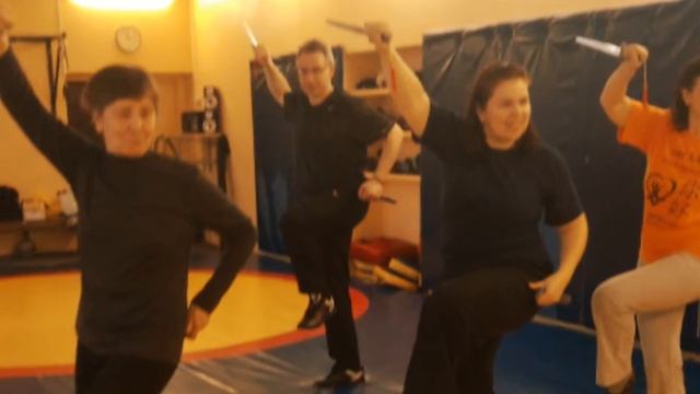 Занятия с вером Чень, тайцзи меч и ножи (пластиковые :)