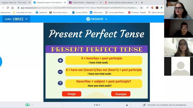 Present Perfect Tense  Zoom Class