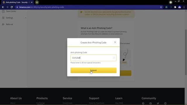 HOW TO SETUP ANTI-PHISHING CODE IN BINANCE EXCHANGE