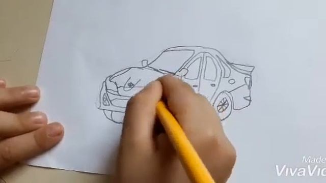 Как нарисовать Тойоту. Мальчик 7-ми лет рисует машину
