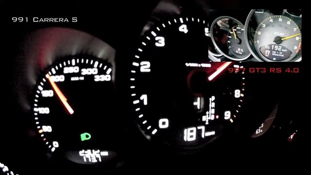 0-300 Km/h : Porsche 991 Carrera S VS 997 GT3 RS 4.0 (Speedo)