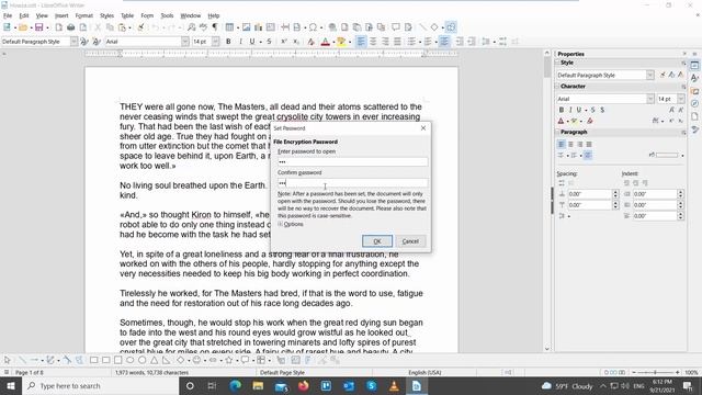 How To Put A Password On A LibreOffice Document