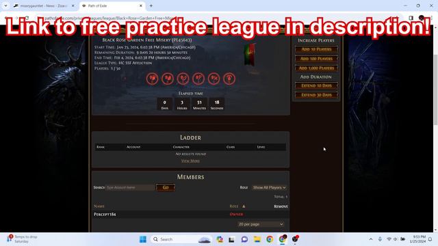 [PoE 3.23] Zizaran Misery Gauntlet - Free Practice League For Everyone!