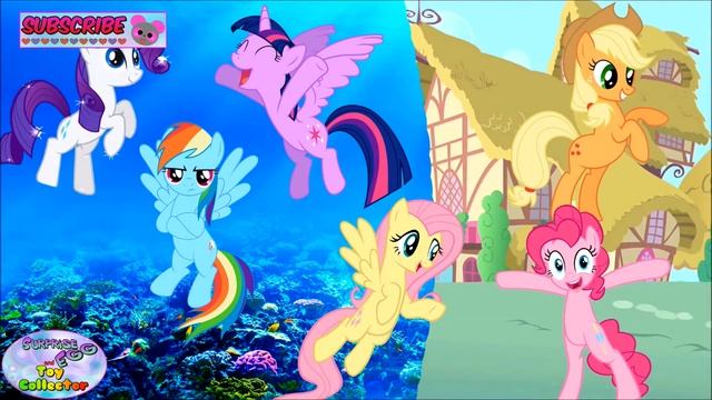 My Little Pony Transforms Into Mermaids Mane 6 Coloring Book Surprise Egg and Toy Collector SETC