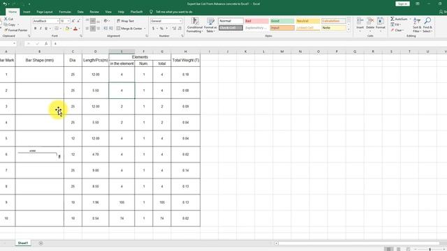 1 How To Export Bar List From Advance Concrete To Excel