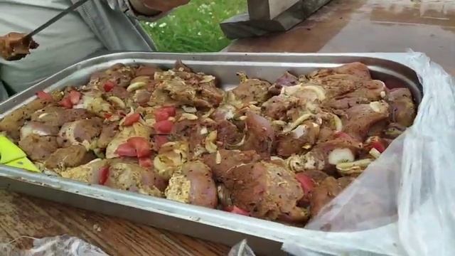 Двойняшки молодцы.! Нам помогают. Делают навес. Много шашлыка.