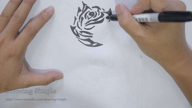 How To Draw A Rose Flower Tribal Tattoo Design  |   Ep. 132
