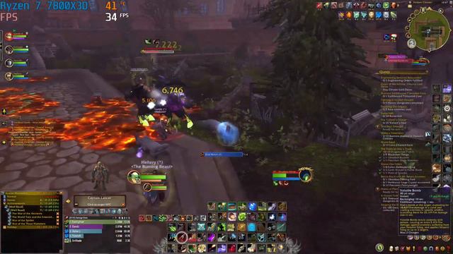 AMD 7800X3D Onboard Graphics - No GPU - World Of Warcraft Dragonflight - FPS And CPU Temperature