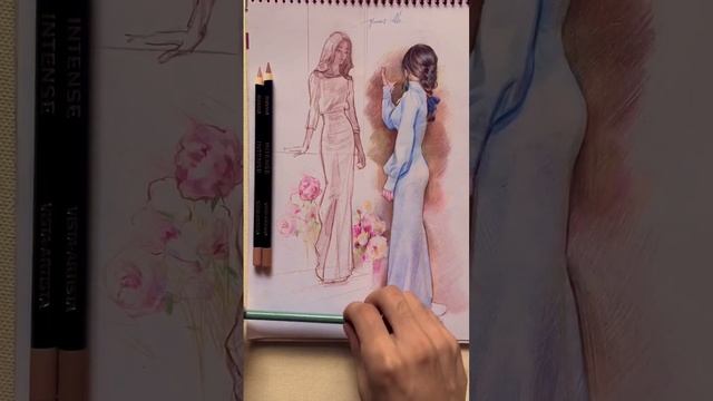 Рисуем фигуру в платье цветными карандашами VISTA-ARTISTA Intense