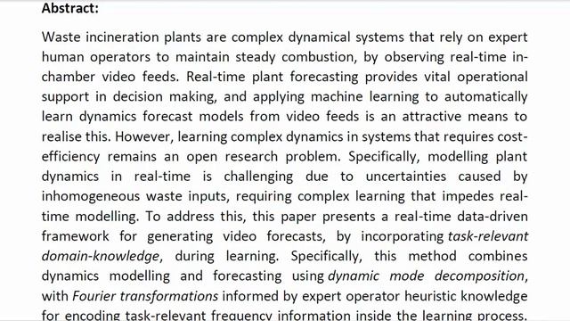Task Relevant Encoding of Domain Knowledge in Dynamics Modeling Application to Furnace Forecasting