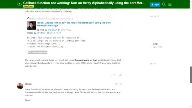 Sort An Array Alphabetically (BUG+SOLUTION) - FreeCodeCamp