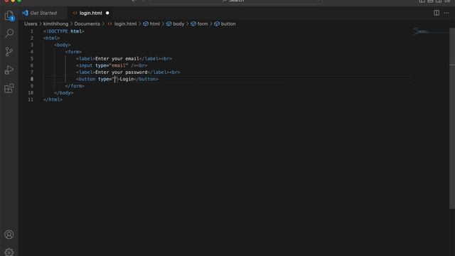 Basic HTML Lesson 4: Login Form, Form, Label, Login, Input Email, Input Password
